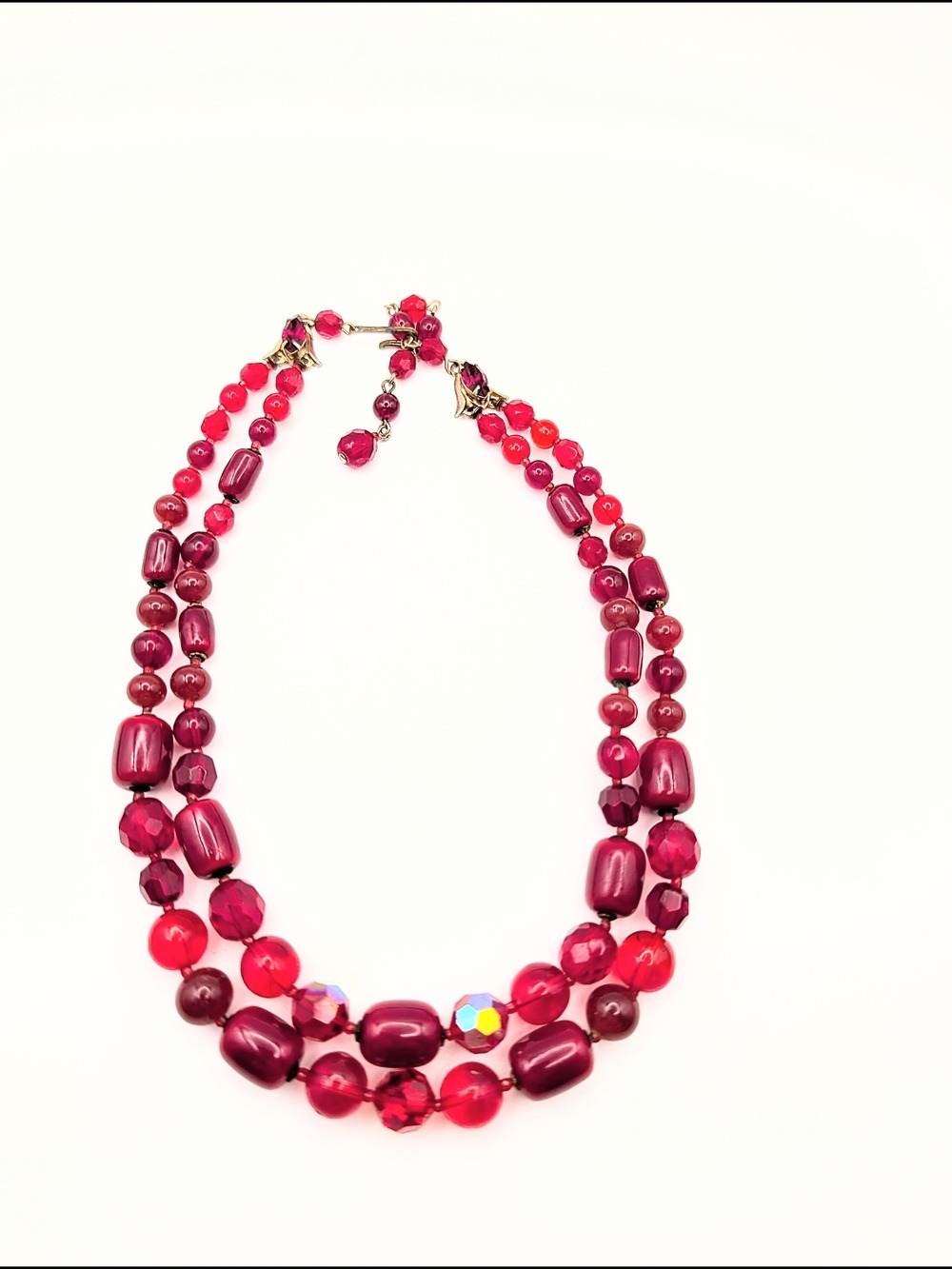 Vintage Mid-Century Choker With Red Glass Beads - Picture 3 of 3
